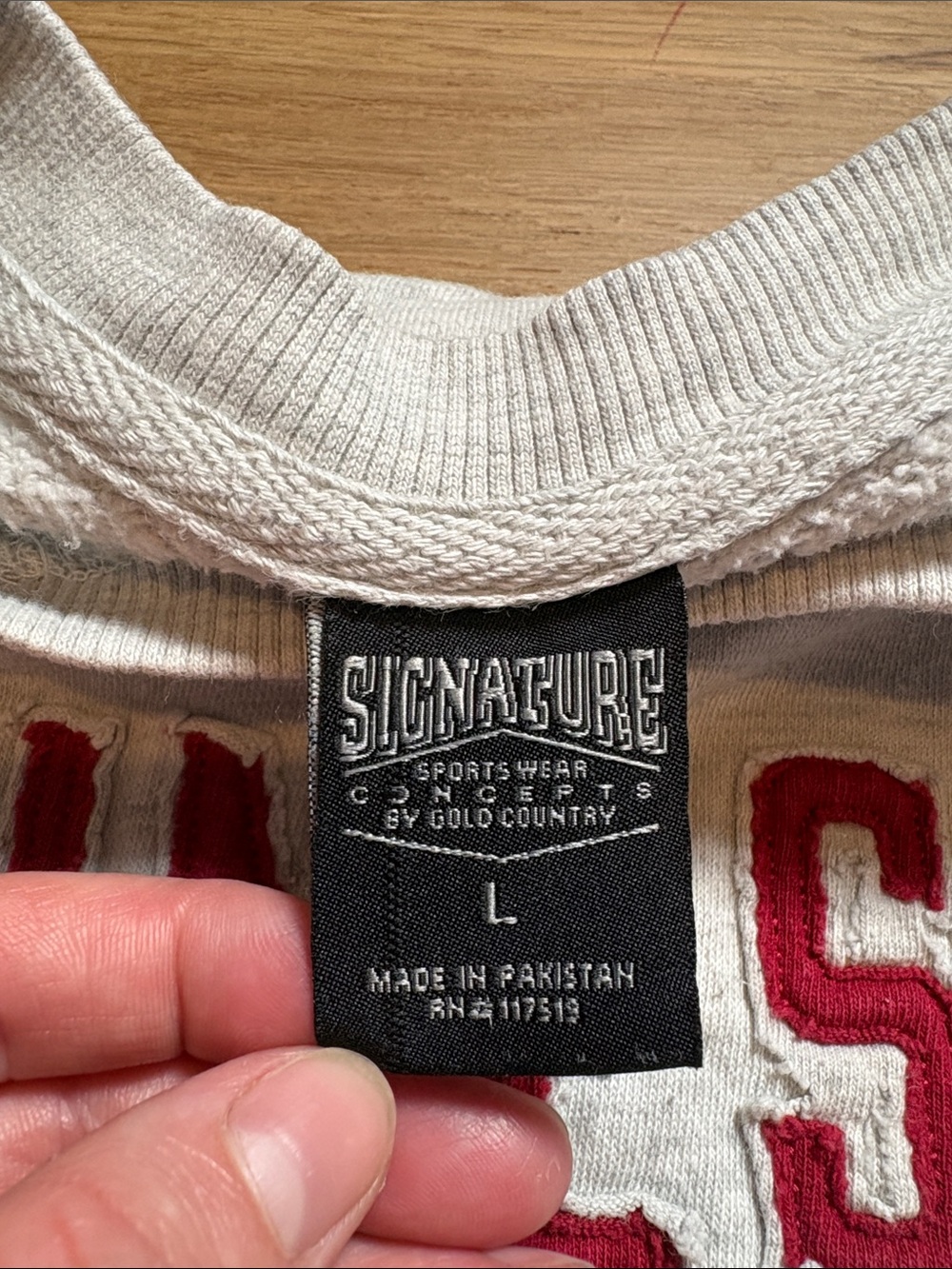 Signature Minnesota Crewneck Sweatshirt in Light Gray with Red Lettering - Picture 3 of 16